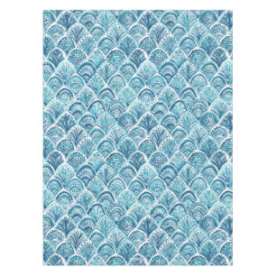 LIKE A MERMAID Nautical Fish Scales Pattern Tablecloth