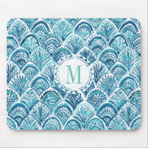 LIKE A MERMAID Watercolor Fish Scales   Custom Mouse Pad