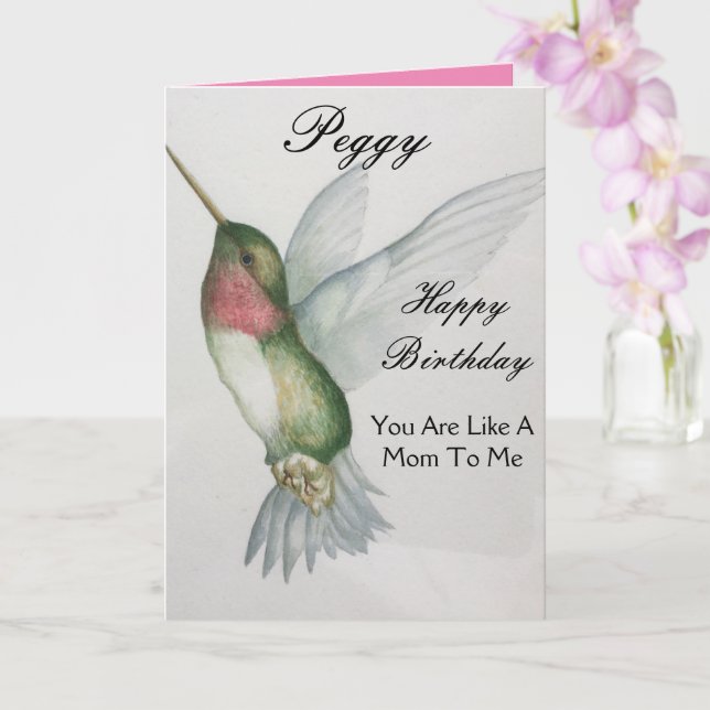 Like A Mom Birthday Hummingbird Greeting Card (Orchid)