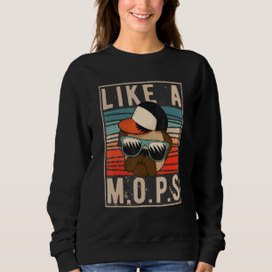 Like A Pug Dog With Sunglasses Dog Fans Retro Sweatshirt