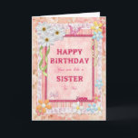 Like a sister to me, craft birthday card<br><div class="desc">Say Happy Birthday with a delightful scrap-booking crafts card. With lots of flowers,  butterflies,  and even a friendly caterpillar,  this card is sure to delight. Copyright Norma Cornes.</div>