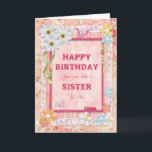 Like a sister to me, craft birthday card<br><div class="desc">Say Happy Birthday with a delightful scrap-booking crafts card. With lots of flowers,  butterflies,  and even a friendly caterpillar,  this card is sure to delight. Copyright Norma Cornes.</div>