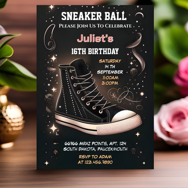 Like Chic Shoe Girl Sweet 16 Sneaker Ball Birthday Invitation (Creator Uploaded)