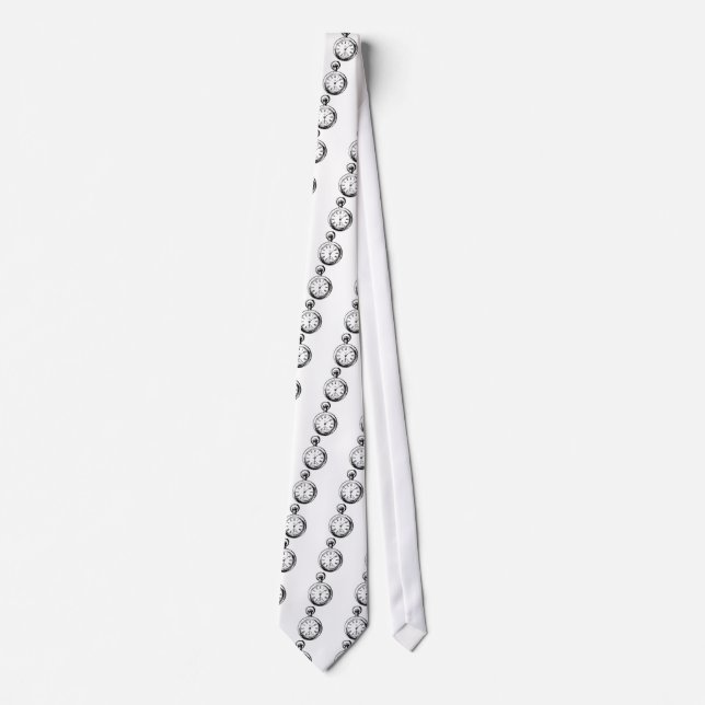 Like Clockwork Pocket Watch Illustration Tie (Front)