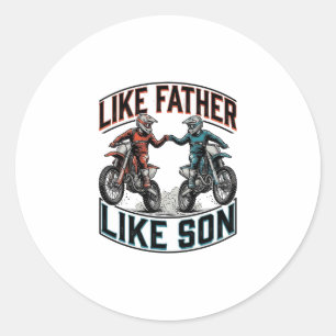 Like Father Like Son Motocross Vintage Vector Shir Classic Round Sticker