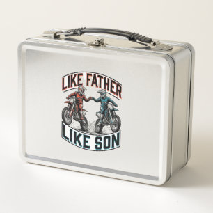 Like Father Like Son Motocross Vintage Vector Shir Metal Lunch Box