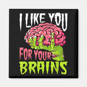 Like For Brains Funny Zombie Halloween Zombies Magnet