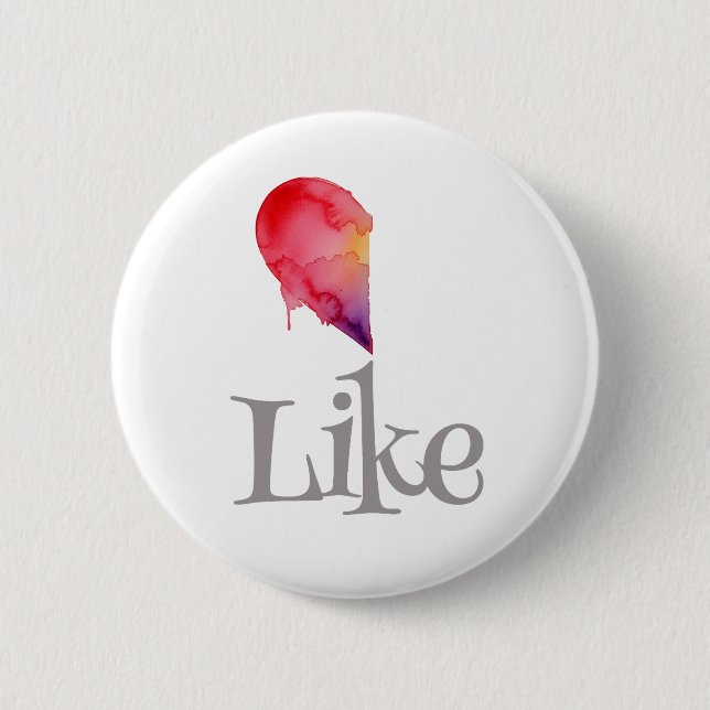 Like - half heart 6 cm round badge (Front)