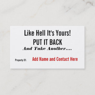 Like Hell It's Yours! Business Card