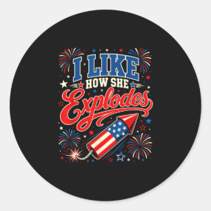 Like how explodes patriotic humour 4th of july classic round sticker
