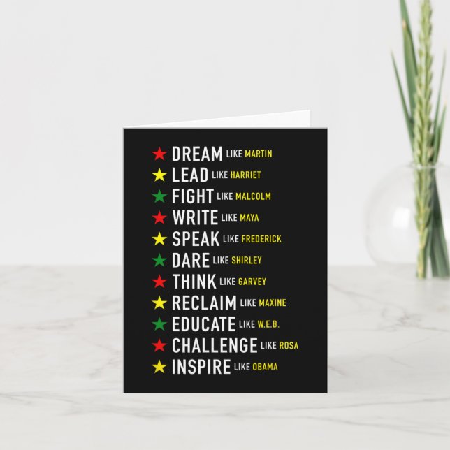 Like Martin Lead Like Harriet Black History Month  Card (Front)