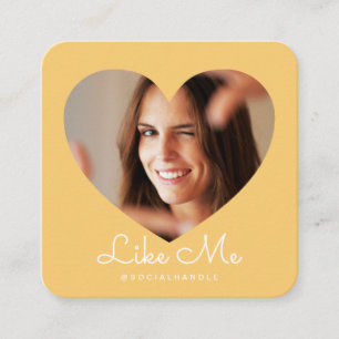 Like Me YellowPhoto Heart Frame Girly Social Media Square Business Card