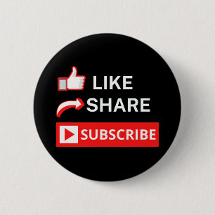 Like Share Subscribe 6 Cm Round Badge