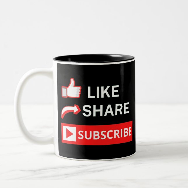 Like Share Subscribe Two-Tone Coffee Mug (Left)