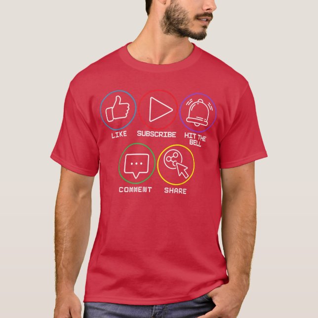 Like Subscribe Hithe Bell Comment Share Livestream T-Shirt (Front)