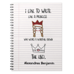 Like to Write Like Princess Personalise Name  Notebook