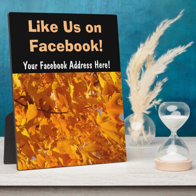 Like Us on Facebook sign Counter Plaque Leaves (Side)