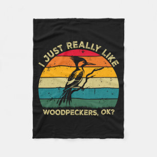Like Woodpeckers Ok_ Funny Woodpecker Retro Fleece Blanket