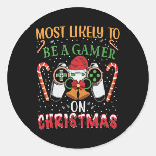 Likely To Be A Gamer On Christmas Play Video Game Classic Round Sticker