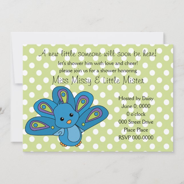 Lil' Baby Peacock Invitation (Front)