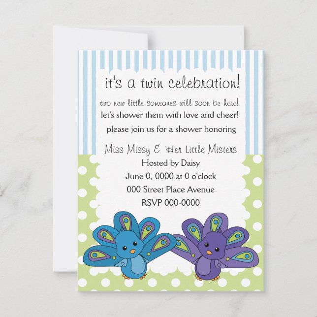Lil' Baby Peacock Invitation (Front)
