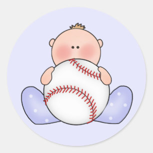 Lil Baseball Baby Boy Classic Round Sticker