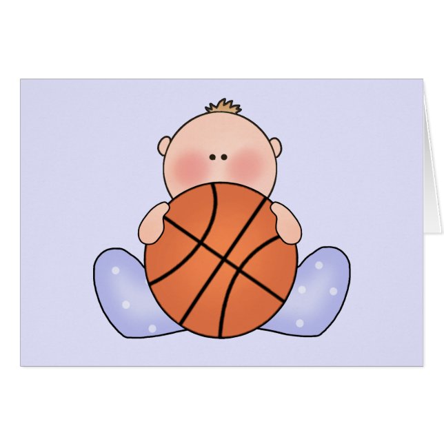 Lil Basketball Baby Boy Blank Card (Front Horizontal)