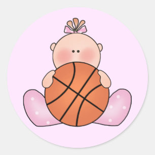Lil Basketball Baby Girl Classic Round Sticker