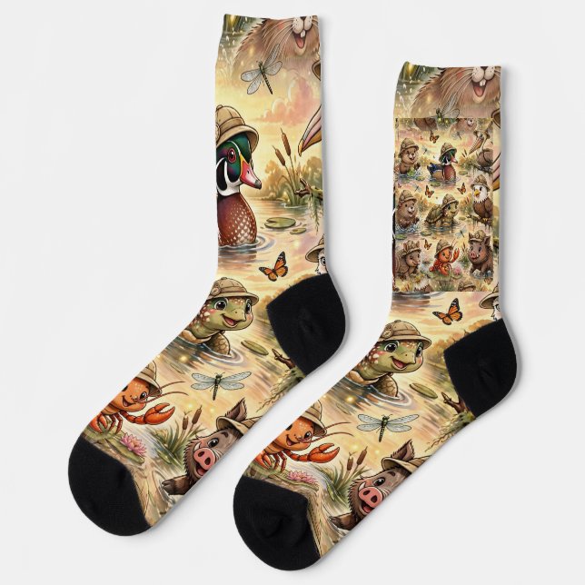 Lil' Bayou Explorers Animals Pattern Socks (Left)