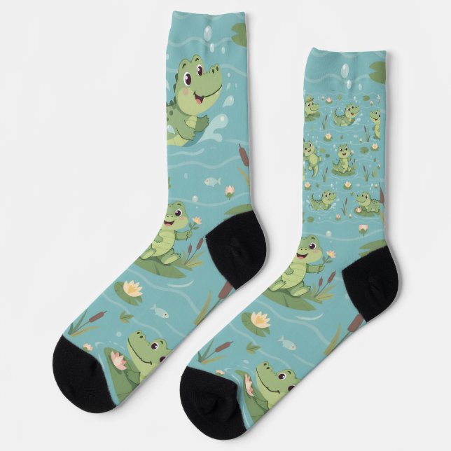 Lil' Bayou Explorers Gator Pattern Socks (Left)