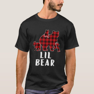Lil Bear 3 Cubs , Christmas Mama Bear Plaid Pajama T-Shirt