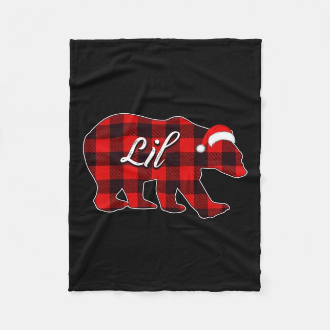 Lil Bear Red Plaid Christmas Pajama Bear Family Xm Fleece Blanket (Front)