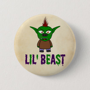 Lil' Beast Dripping Font Goblin Halloween 6 Cm Round Badge
