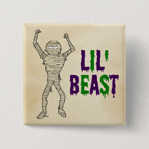 Lil' Beast Dripping Font Mummy Halloween 15 Cm Square Badge