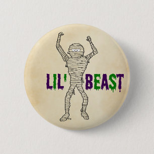 Lil' Beast Dripping Font Mummy Halloween 6 Cm Round Badge
