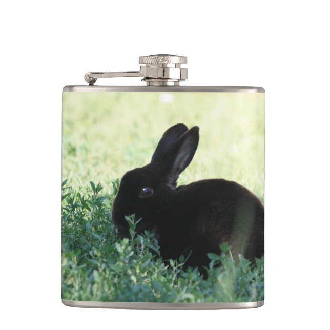 Lil Black Bunny Hip Flask (Front)