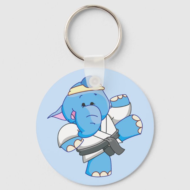 Lil Blue Elephant Karate Key Ring (Front)
