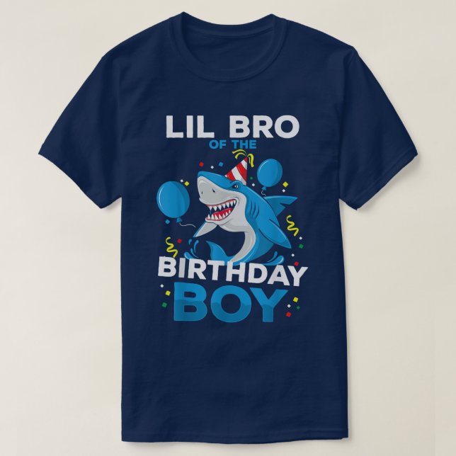 LIL BRO of The Birthday Boy Shark Ocean Matching F T-Shirt (Design Front)
