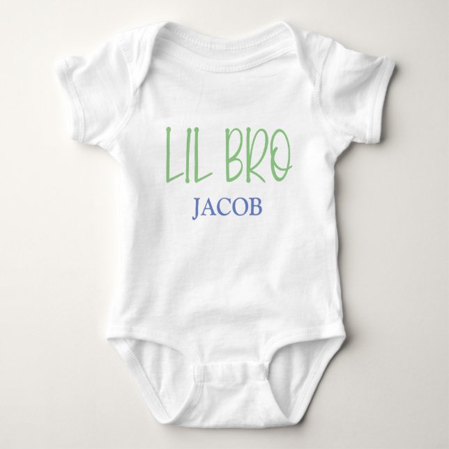 Lil Brother Bro Sibling Name Baby Bodysuit (Front)