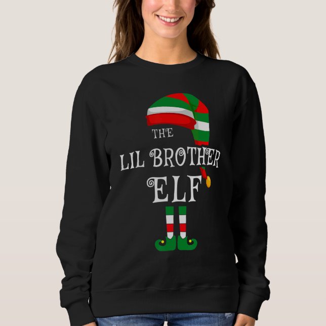 Lil Brother Elf Family Christmas Matching Pyjamas  Sweatshirt (Front)