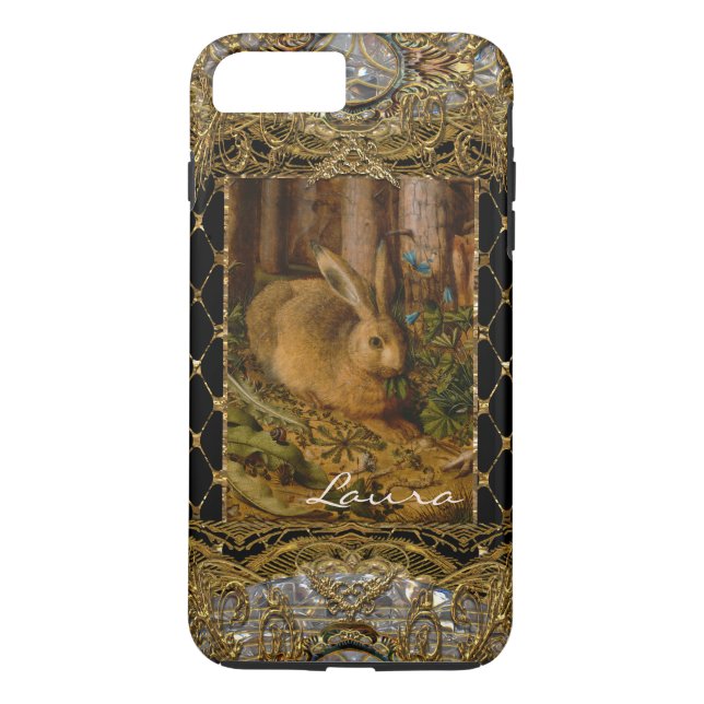Lil Bunny in the Garden Elegant Monogram Case-Mate iPhone Case (Back)