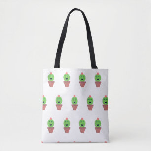 Lil Cactus Cute Cartoon Succulent Pattern  Tote Bag