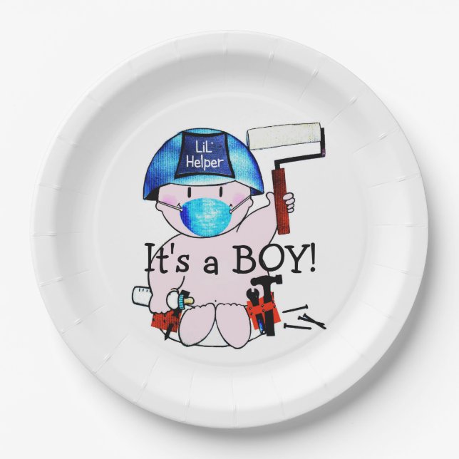 Lil' Carpenter -  Baby Boy  Paper Plate (Front)