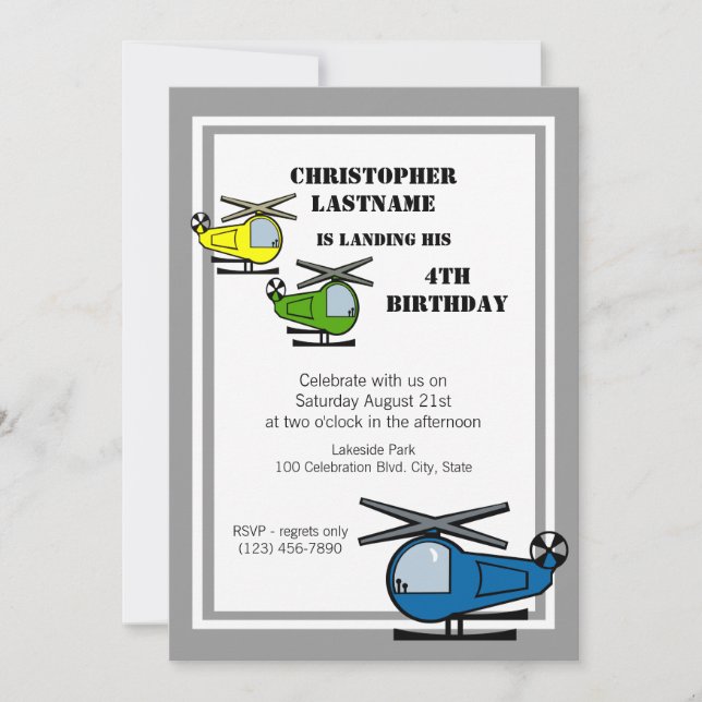 Lil' Chopper Grey Invitation (Front)