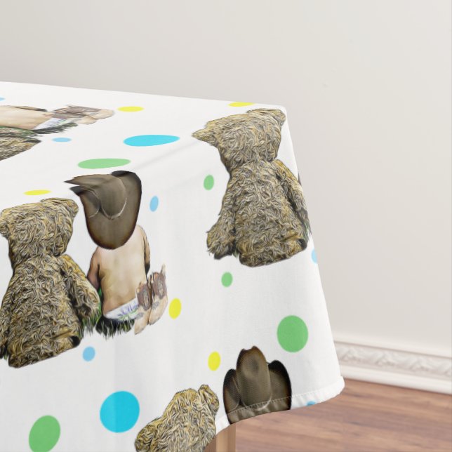 Lil Cowboy and Bear Country and Western Themed Tablecloth (In Situ)