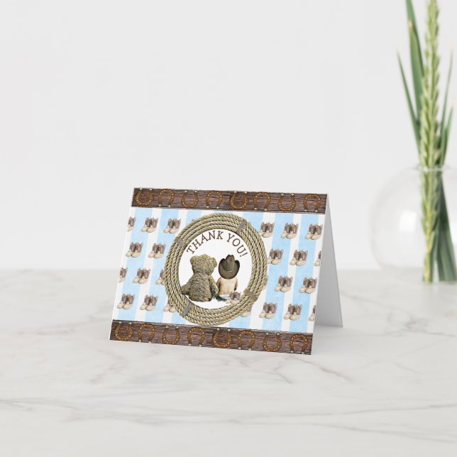 Lil Cowboy and Teddy Bear Thank You Notes (Front)