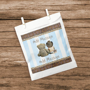 Lil Cowboy Baby Boy and Teddy Bear Baby Shower Favour Bags