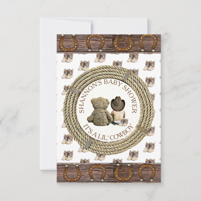 Lil' Cowboy boy Country and Western Baby Shower Invitation (Front)