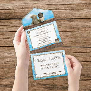 Lil Cowboy Rustic Boy's Baby Shower All In One Invitation