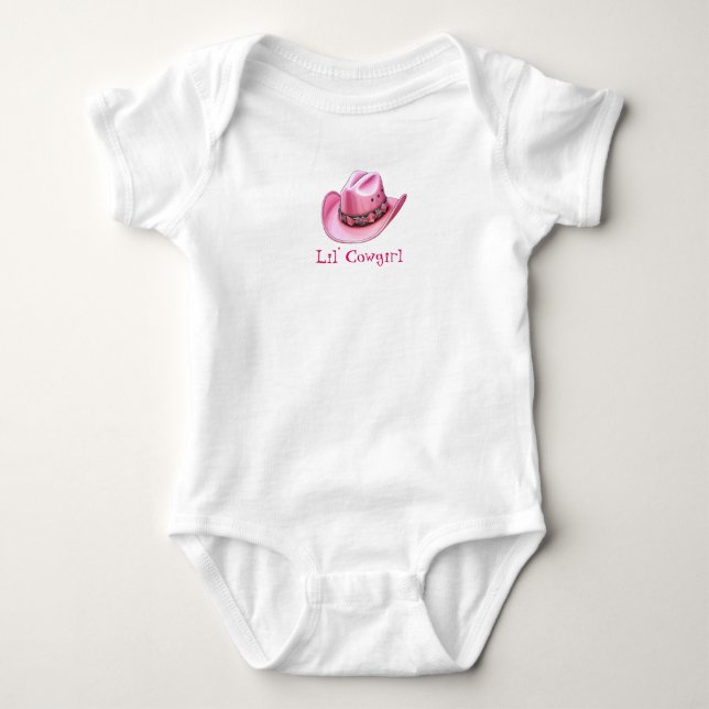 Lil’ Cowgirl Pink Cowgirl Hat Baby Bodysuit (Front)